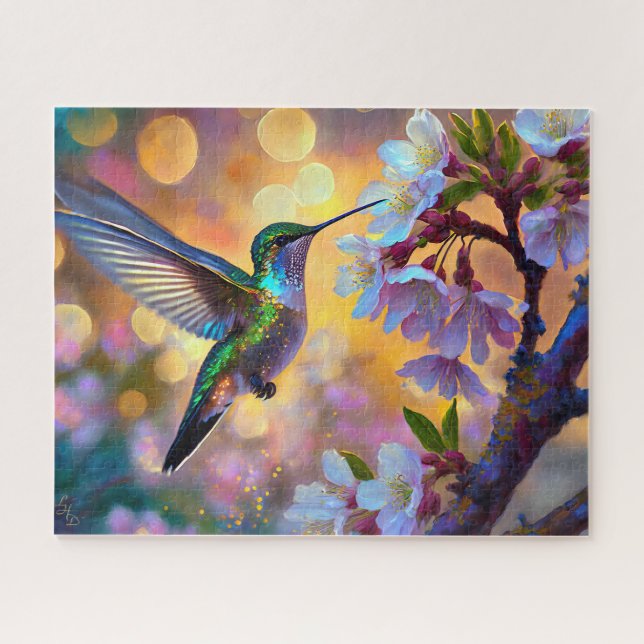 Puzzle Cerisier Imaginaire Sunrise Hummingbird  (Horizontal)