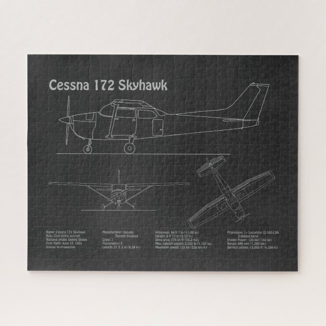 Puzzle Cessna 172 Skyhawk - Plan directeur de l'avion PD (Horizontal)