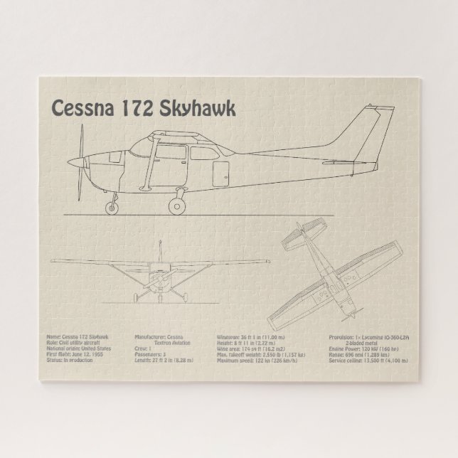 Puzzle Cessna 172 Skyhawk - Plan directeur de l'avion SD (Horizontal)