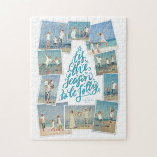 Puzzle C'est la saison à la main lettré arbre photo colla