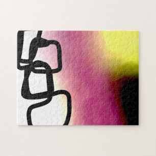 Puzzle Chaîne de blocage : Abstrait rose, jaune, noir et 