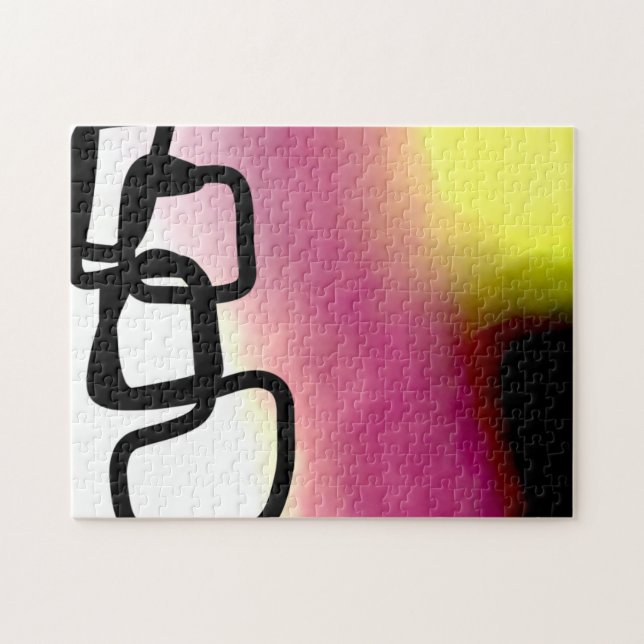 Puzzle Chaîne de blocage : Abstrait rose, jaune, noir et  (Horizontal)