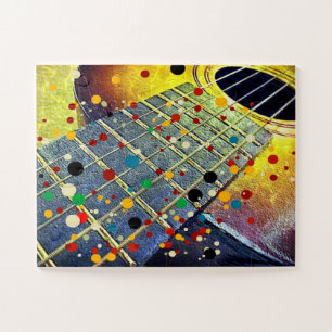 Puzzle Chaînes de guitare musique moutarde coloré vintage