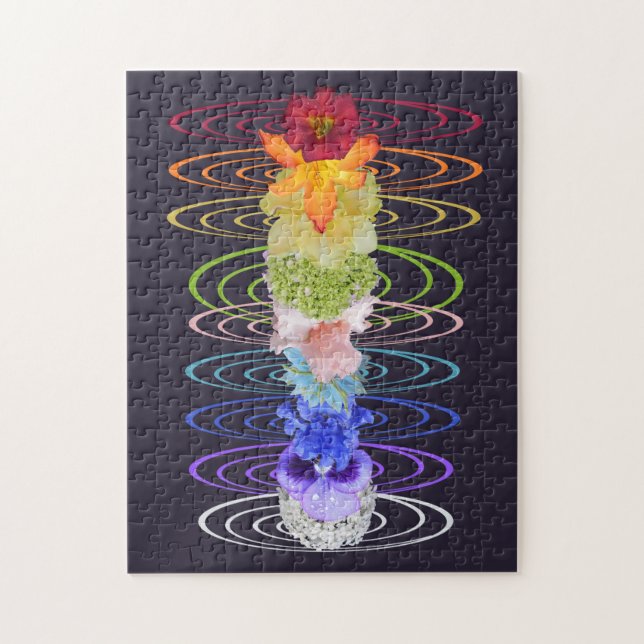 Puzzle Chakra Fleurs Zen Yoga Spirituel Amusant (Vertical)