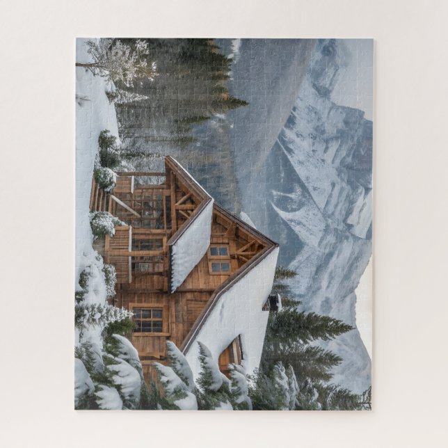 Puzzle Chalet de montagne d'hiver époustouflant (Vertical)
