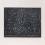 Puzzle Chalkboard Lettering 12 Days of Christmas Chalk<br><div class="desc">Un tableau de bord branché et amusant. Ça fera éclater les gens en chantant... "Cinq anneaux d'or... " Décoration de vacances classique et classe parfaite.Lorsque vous avez votre fête de Noël, placez les pièces de puzzle sur une table et laissez vos invités s'amuser. Ce sera un lieu de rassemblement. Trouvez...</div>
