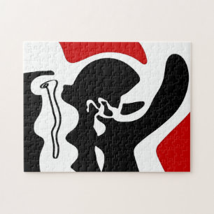Puzzle Chambre de décalage : Noir, Blanc et Rouge Abstrai