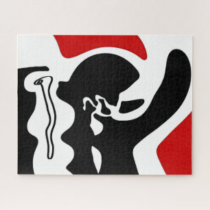 Puzzle Chambre décalée : Abstrait noir, blanc et rouge