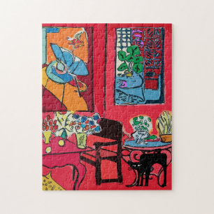 Puzzle Chambre rouge avec chat noir