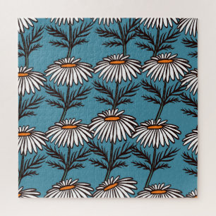 Puzzle Chamomille, motif de dessin animé vintage bleu.