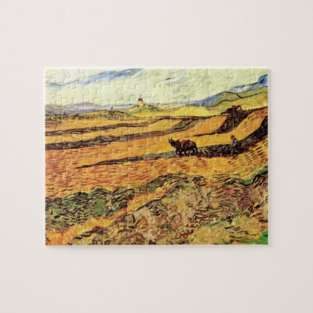Puzzle Champ avec laboureur et moulin par Vincent van Gog (Horizontal)