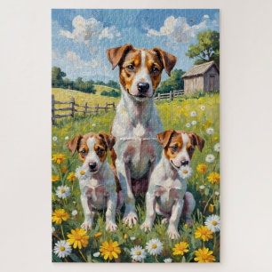 Puzzle Champ d'art de pissenlit Jack Russell