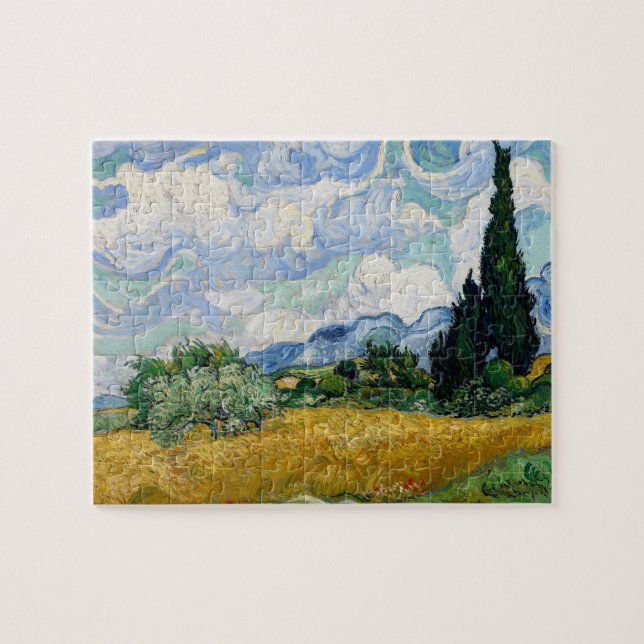 Puzzle Champ de blé avec cyprès de Van Gogh (Horizontal)