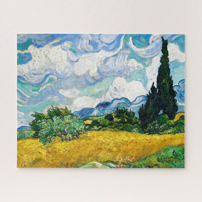 Puzzle Champ de blé avec Cyprès par Van Gogh (Horizontal)