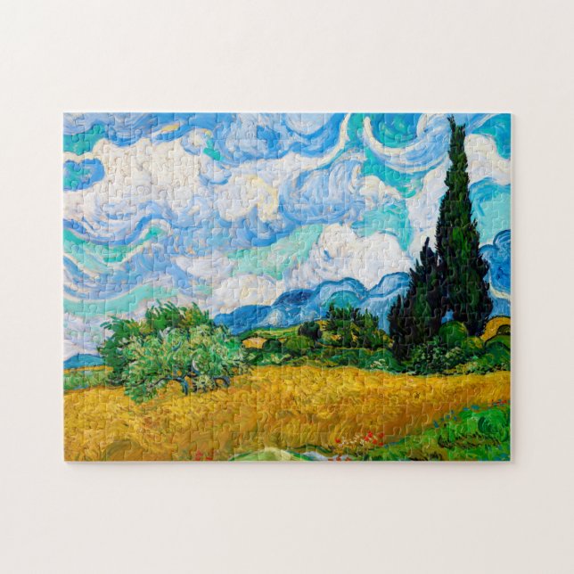Puzzle Champ de blé avec Cyprès, Van Gogh (Horizontal)