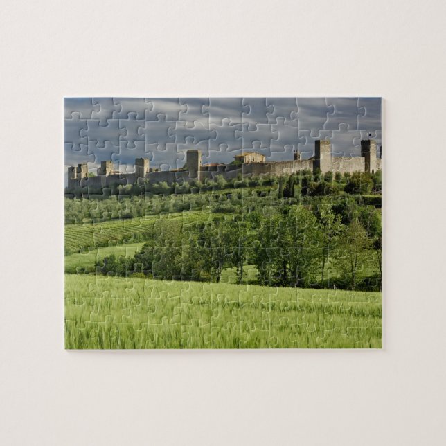Puzzle Champ de blé et Monteriggioni lointain, dans le (Horizontal)