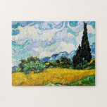 Puzzle Champ de blé Vincent Van Gogh avec Cyprès<br><div class="desc">Joli, Vintage, Belle peinture Vincent Van Gogh Champ de blé avec Sticker Cyprès.C'est un vieux chef-d'oeuvre du peintre maître néerlandais Vincent Van Gogh. Ce tableau fait partie de sa série de champs de blé. Cette série de peintures de paysages naturels s'inspire de la vue sur les Alpilles.Cette peinture à l'huile...</div>