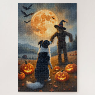 Puzzle Champ de citrouilles hanté par un Border Collie, A