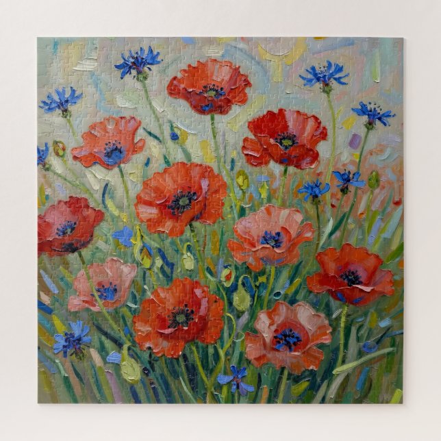 Puzzle Champ de coquelicots rouges impressionniste (Vertical)