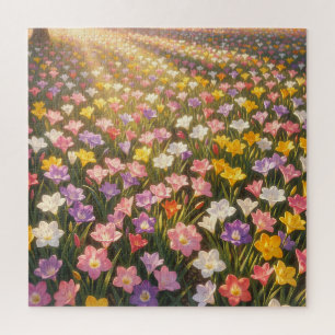 Puzzle Champ de fleurs de lys arc-en-ciel vibrant