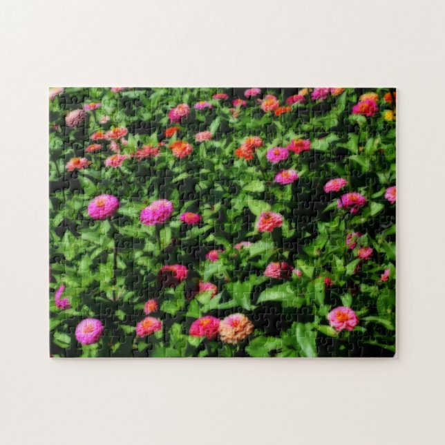 Puzzle Champ de fleurs de Zinnia effet d'art Orton (Horizontal)