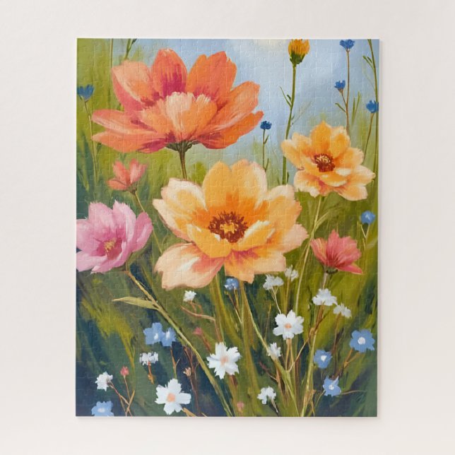 Puzzle Champ de fleurs sauvages | Fleurs aquarelles botan (Vertical)