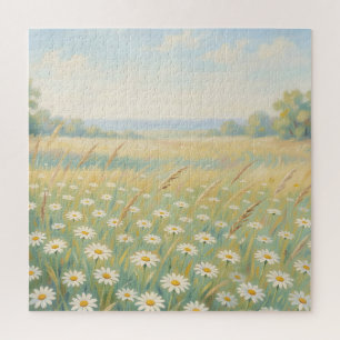 Puzzle Champ de fleurs sauvages Marguerite blanche ensole