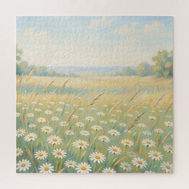 Puzzle Champ de fleurs sauvages Marguerite blanche ensole (Vertical)