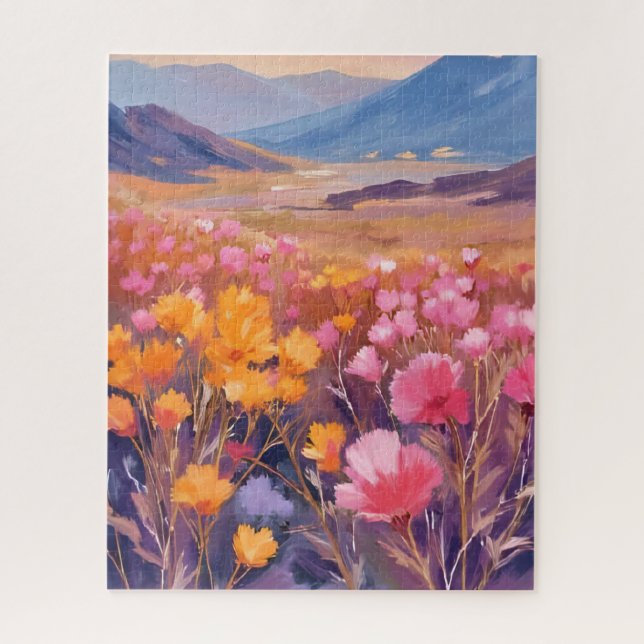 Puzzle Champ de fleurs sauvages | Peinture de paysage flo (Vertical)