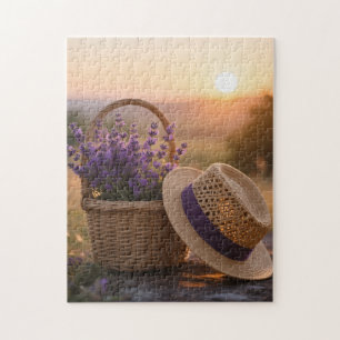 Puzzle Champ de lavande au coucher du soleil - Paysage se