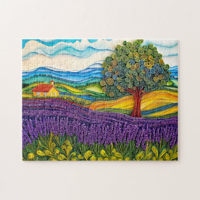 Puzzle Champ de lavande de Provence dans le style quillin (Horizontal)