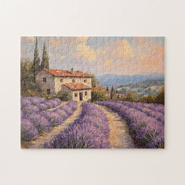Puzzle Champ de lavande toscane avec chalet en pierre (Horizontal)