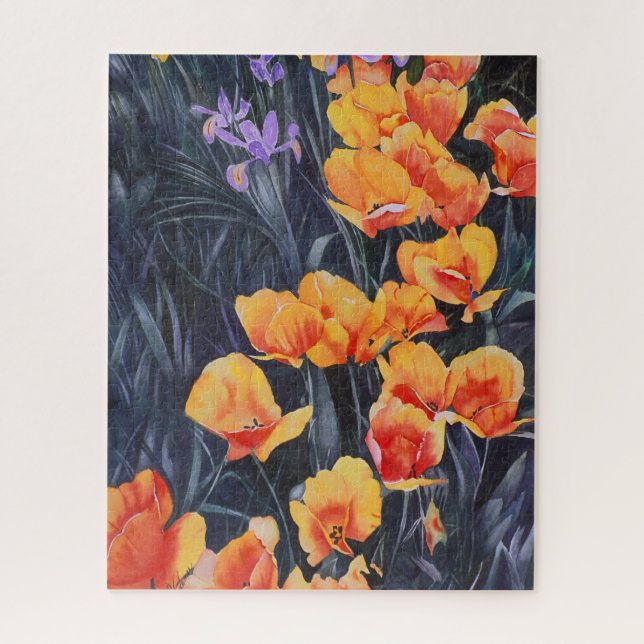 Puzzle Champ de pavot Peinture impressionniste colorée (Vertical)