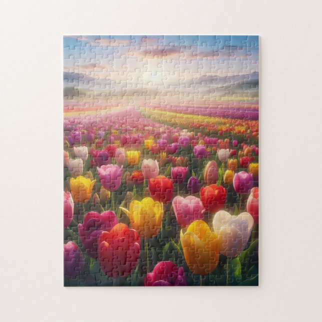 Puzzle Champ de tulipe dynamique en pleine floraison (Vertical)