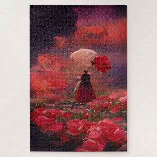 Puzzle Champ Rose Imaginaire sous le ciel