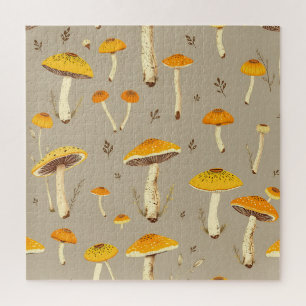 Puzzle Champignon Jaune Ocre Botanique Fantaisiste de la 