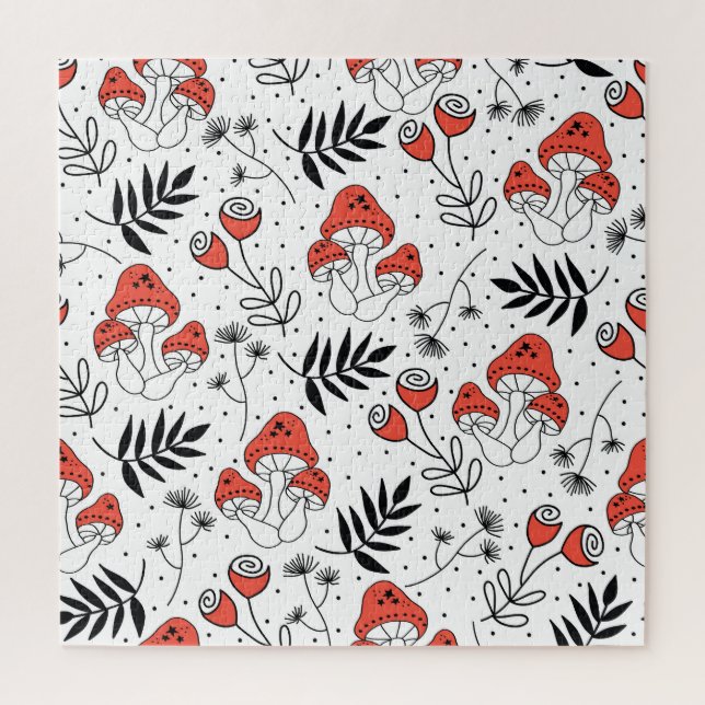 Puzzle Champignons champignon : Nature Line Art (Vertical)