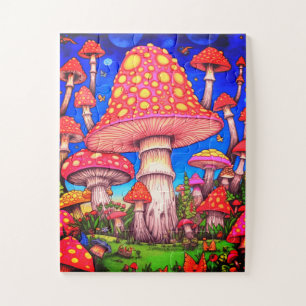 Puzzle Champignons Colorés 30 Grosses Pièces sur un