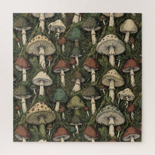 Puzzle Champignons de forêt vintage Cottagecore sombre