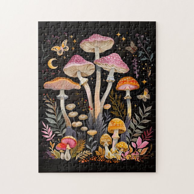 Puzzle Champignons de Whimsical papillons de nuit et lune (Vertical)