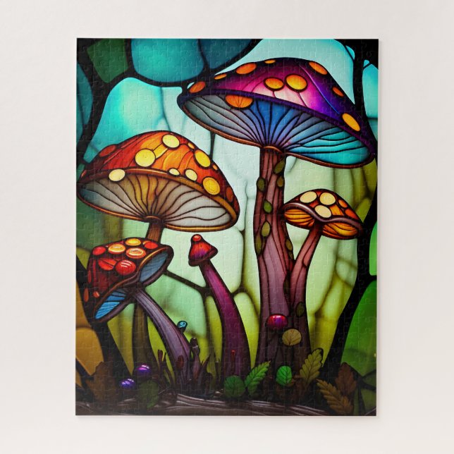 Puzzle Champignons en verre tendu, Art Imaginaire Fairy (Vertical)