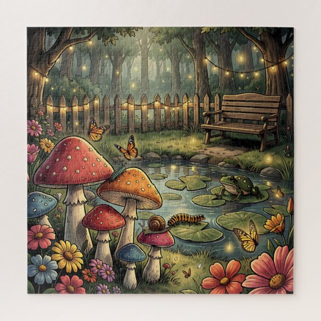 Puzzle Champignons et Fleurs Rétro Vibes Vintage (Vertical)