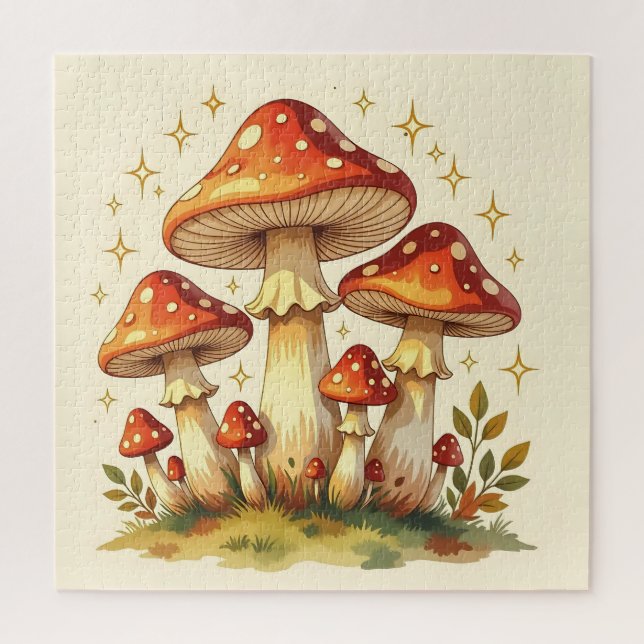 Puzzle Champignons Rétro Cottage Core  (Vertical)