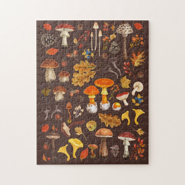 Puzzle Champignons sauvages sur brun (Vertical)