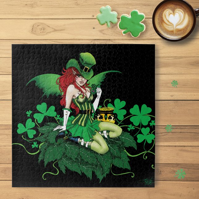 Puzzle Chance Trèfle Vert Fée Rouge Cheveux Shamrock (Créateur téléchargé)