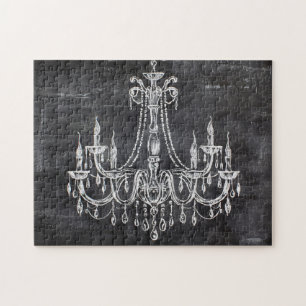 Puzzle Chandelier Chalk Blanc Tableau