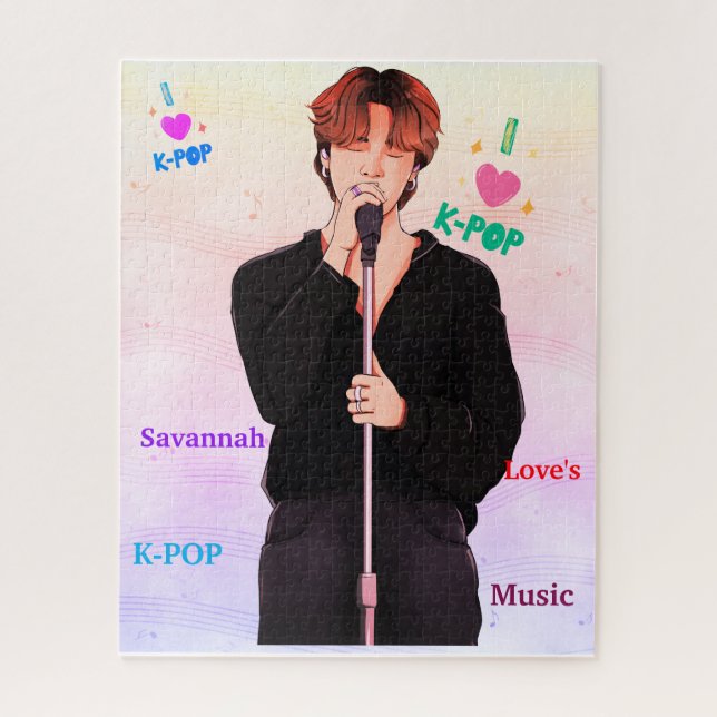 Puzzle Chanteur "I Love K-Pop" avec notes de musique Puzz (Vertical)