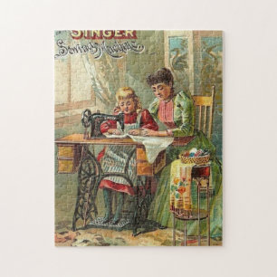 Puzzle Chanteur machine à coudre "La première leçon" Vint