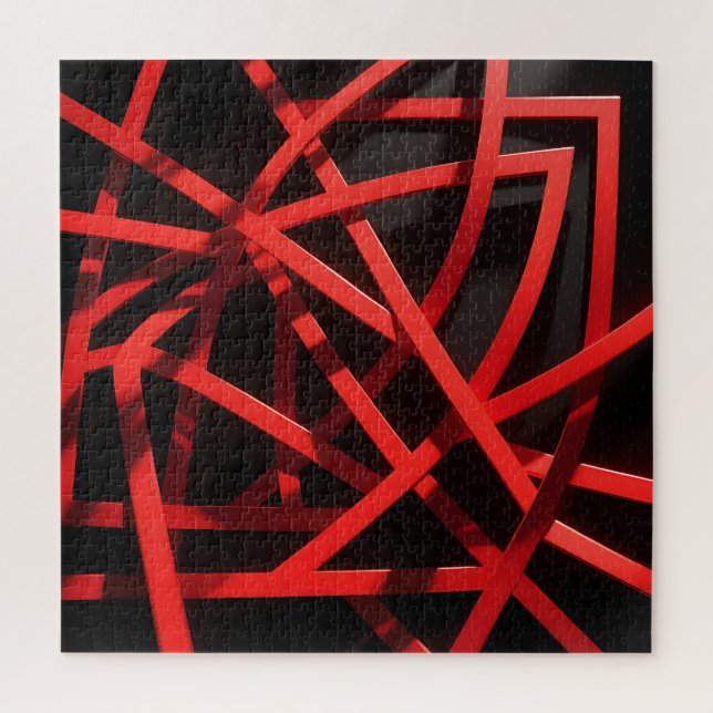 Puzzle Chaos Abstrait Géométrique Rouge (Vertical)