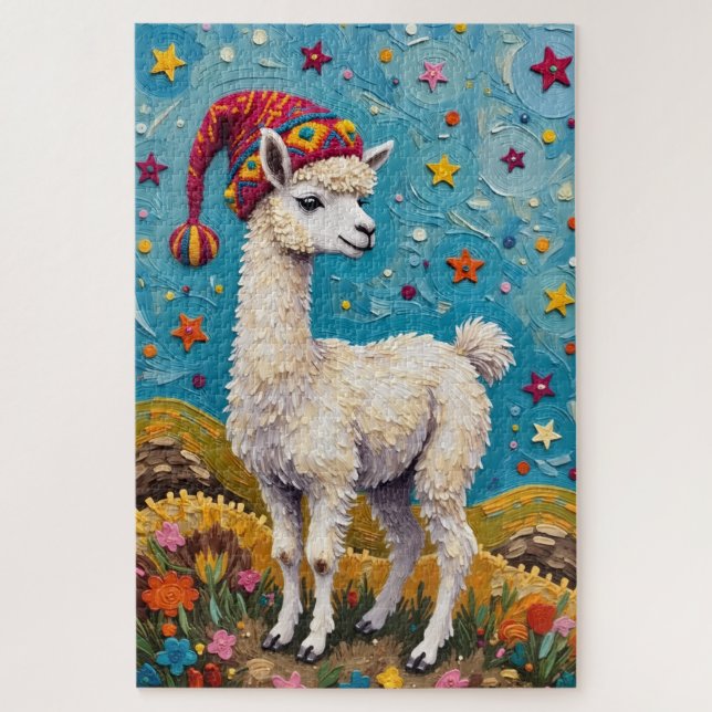 Puzzle Chapeau à pompon de Noël péruvien Alpaga (Vertical)